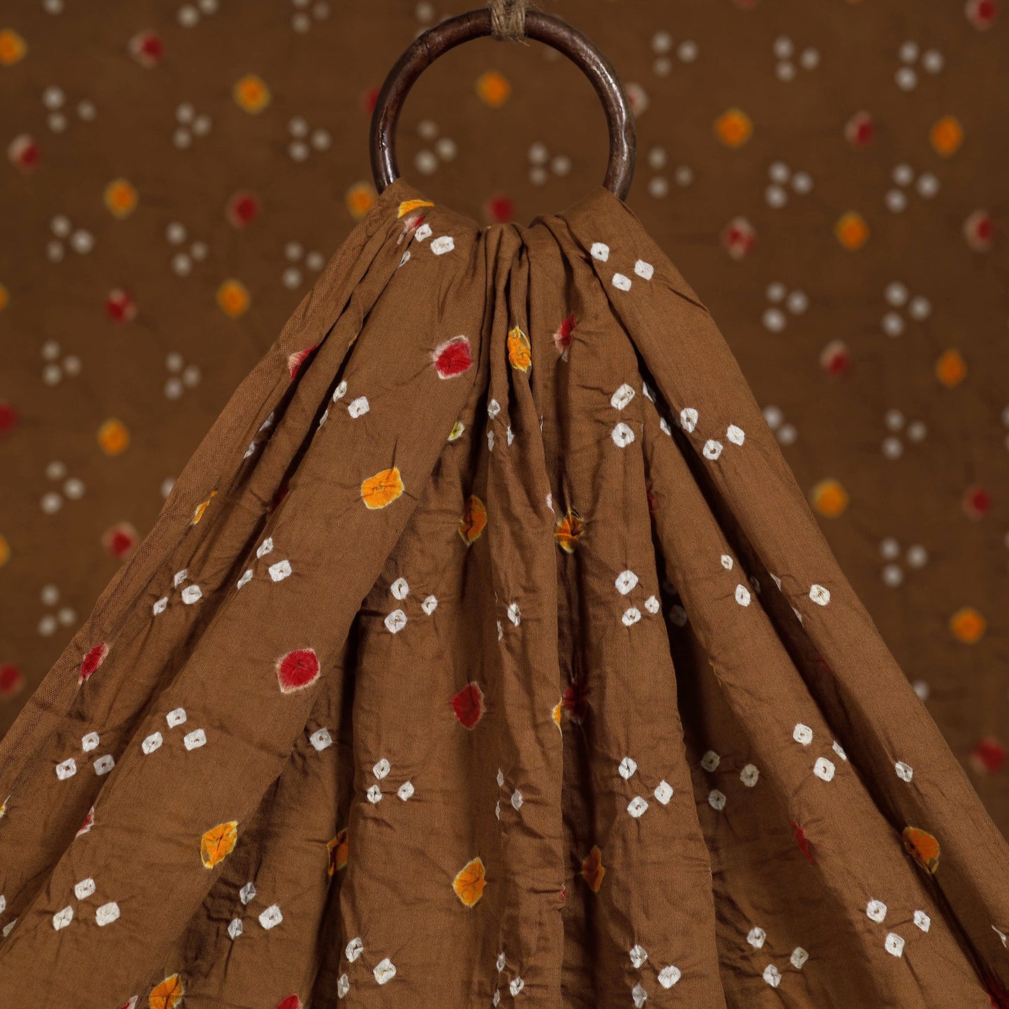 Cinnamon brown kutch tie-dye cotton bandhani fabric 07