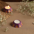  Hexagon - Handpainted Clay Candle Holders (Set of 2) Online in India l iTokri.com 