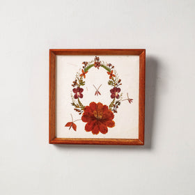  Classic Natural Flower Art Work Wall Hanging Wooden Frame (6 x 6 in) 
