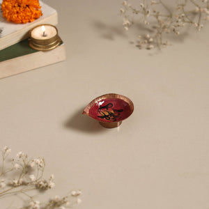 Copper hand-hammered enamel work diya 04 - handcrafted