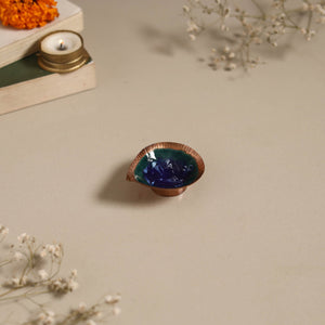 Copper hand-hammered enamel work diya 05 - handcrafted