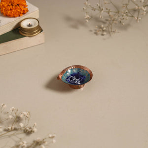 Copper hand-hammered enamel work diya 06 - handcrafted