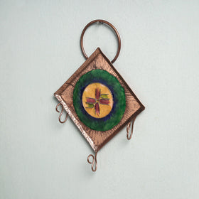  Copper Hand-Hammered Enamel Work Key Holder 