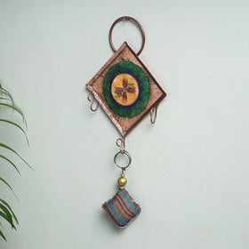  Copper Hand-Hammered Enamel Work Key Holder 