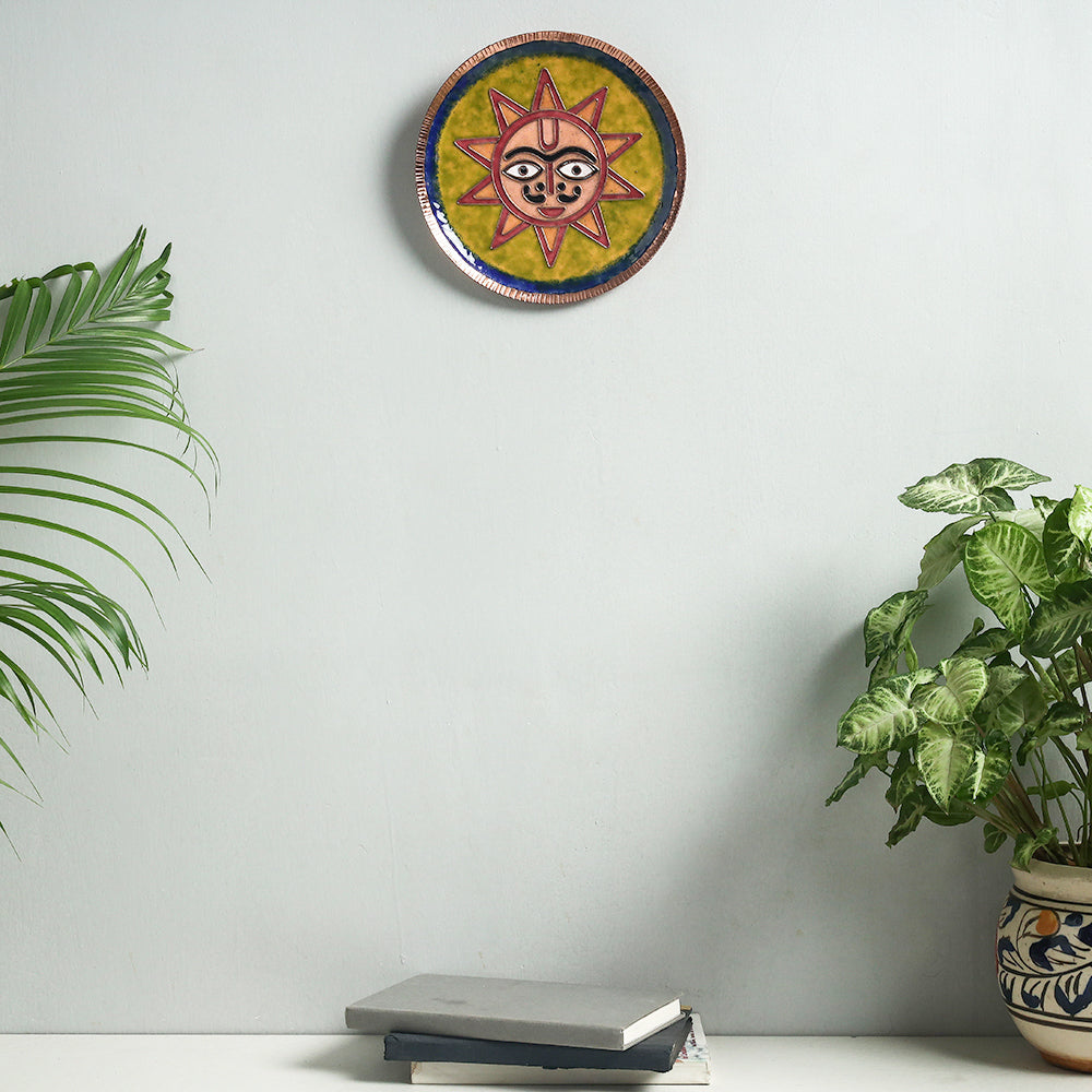  Copper Hand-Hammered Enamel Work Plate/Wall Frame 