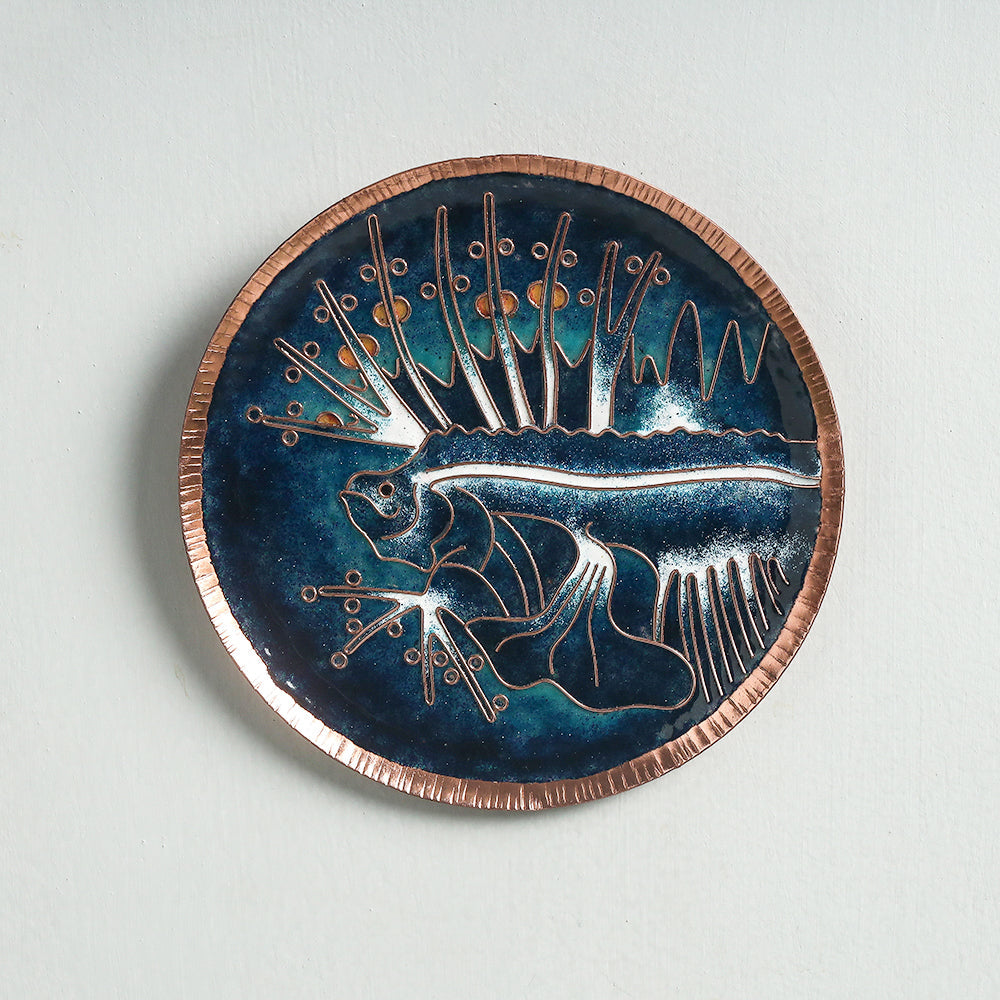  Copper Hand-Hammered Enamel Work Plate/Wall Frame 