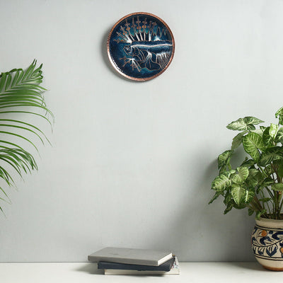  Copper Hand-Hammered Enamel Work Plate/Wall Frame 