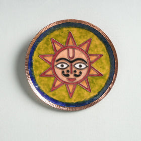  Copper Hand-Hammered Enamel Work Plate/Wall Frame 