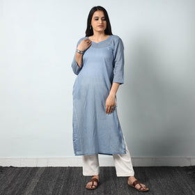  Mulmalai Cotton Plain Dyed Long Kurta Online at iTokri.com