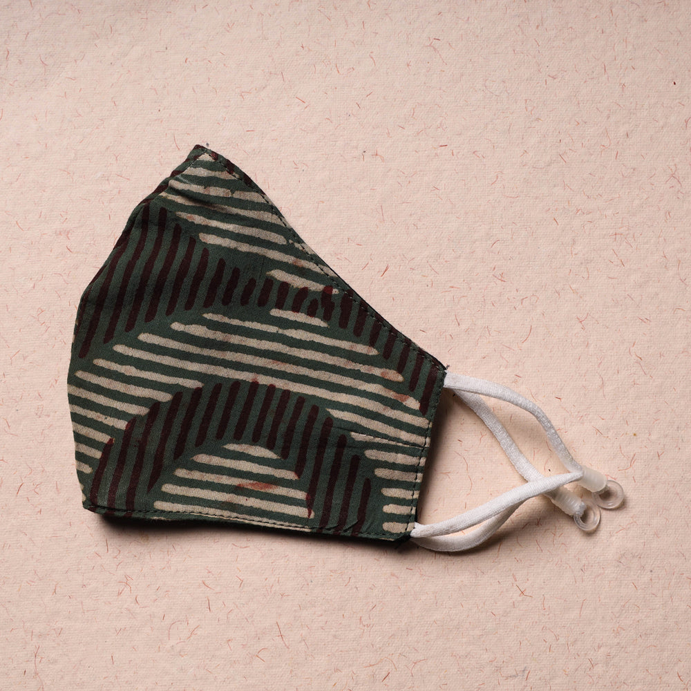  Block Print Cotton 3 Layer Snug Fit Face Cover 