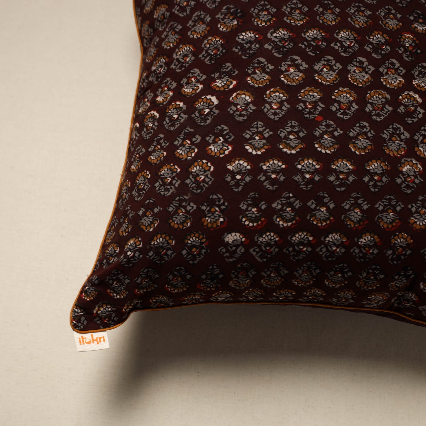 Cotton bagru cushion cover 79 - handcrafted