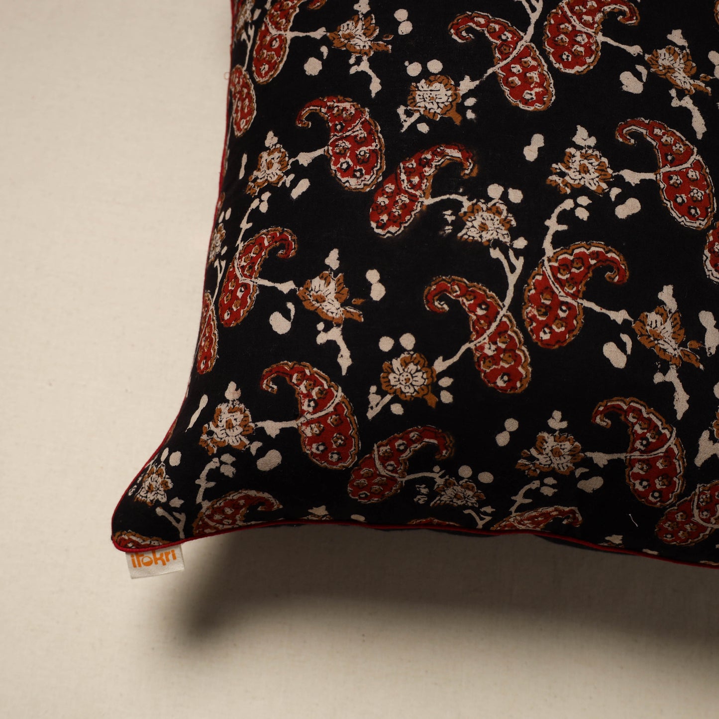 Cotton bagru cushion cover 80 - handcrafted