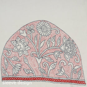 White Cotton Bengal Kantha Stitch Blouse Piece 