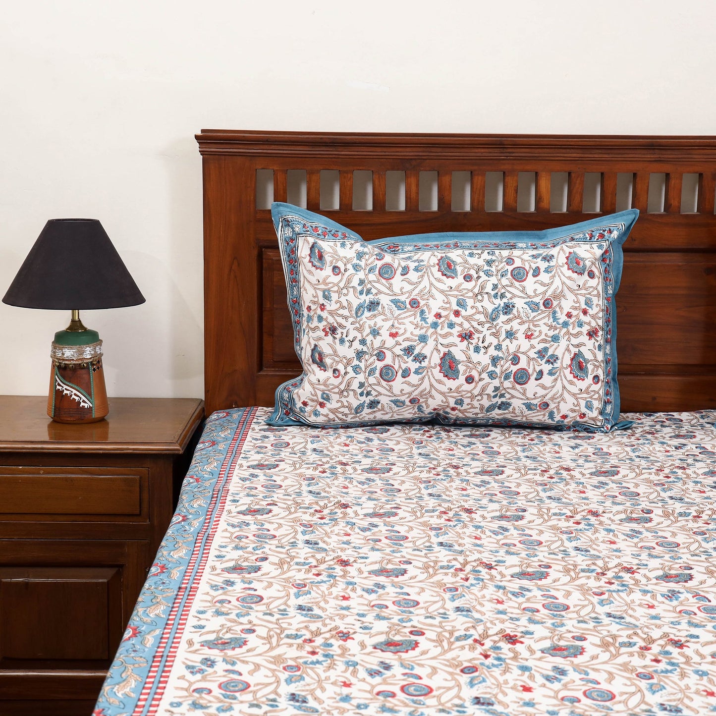 Cotton double sanganeri bed sheet set (108 x 90 in) 01