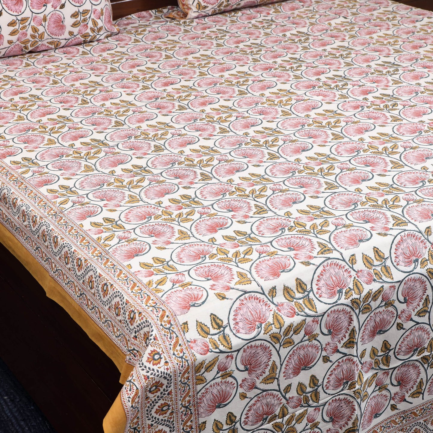 Cotton double sanganeri bed sheet set (108 x 90 in) 03