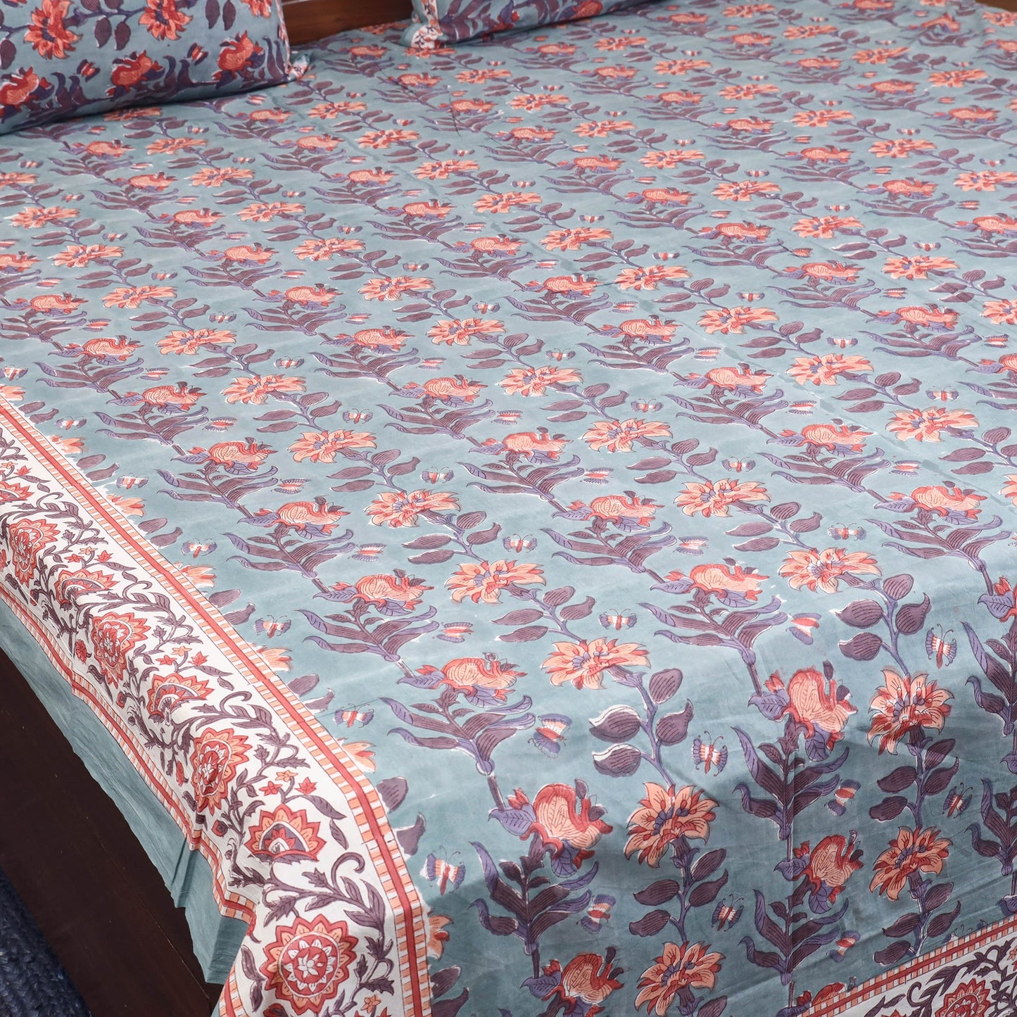 Cotton double sanganeri bed sheet set (108 x 90 in) 04