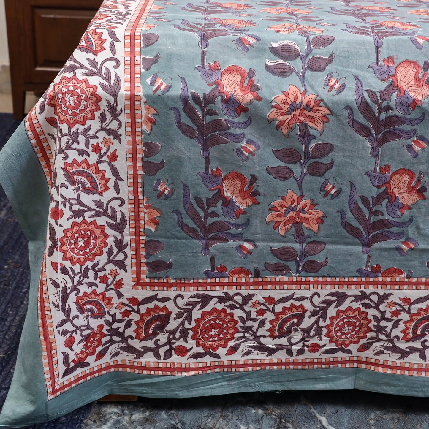 Cotton double sanganeri bed sheet set (108 x 90 in) 04