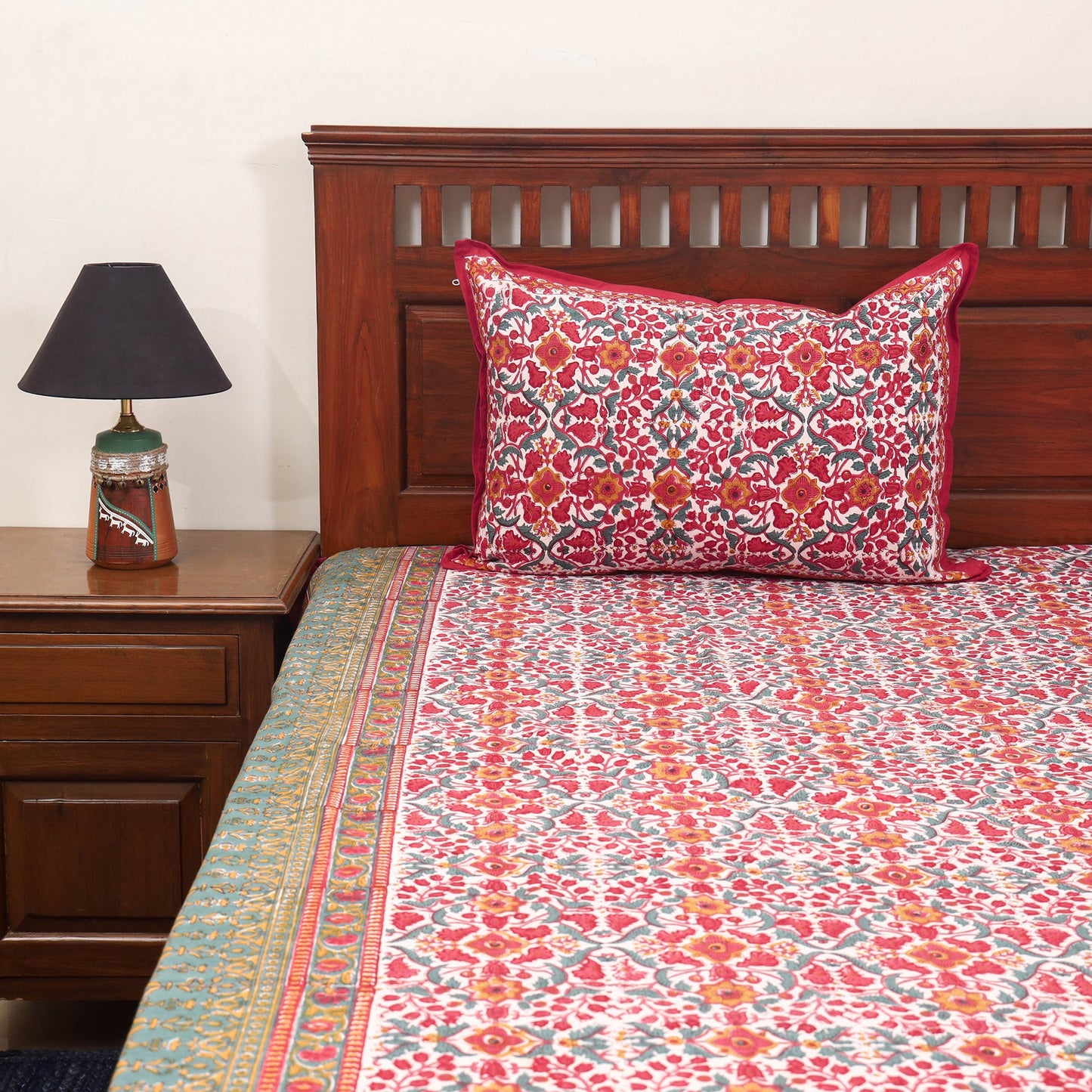 Cotton double sanganeri bed sheet set (108 x 90 in) 05