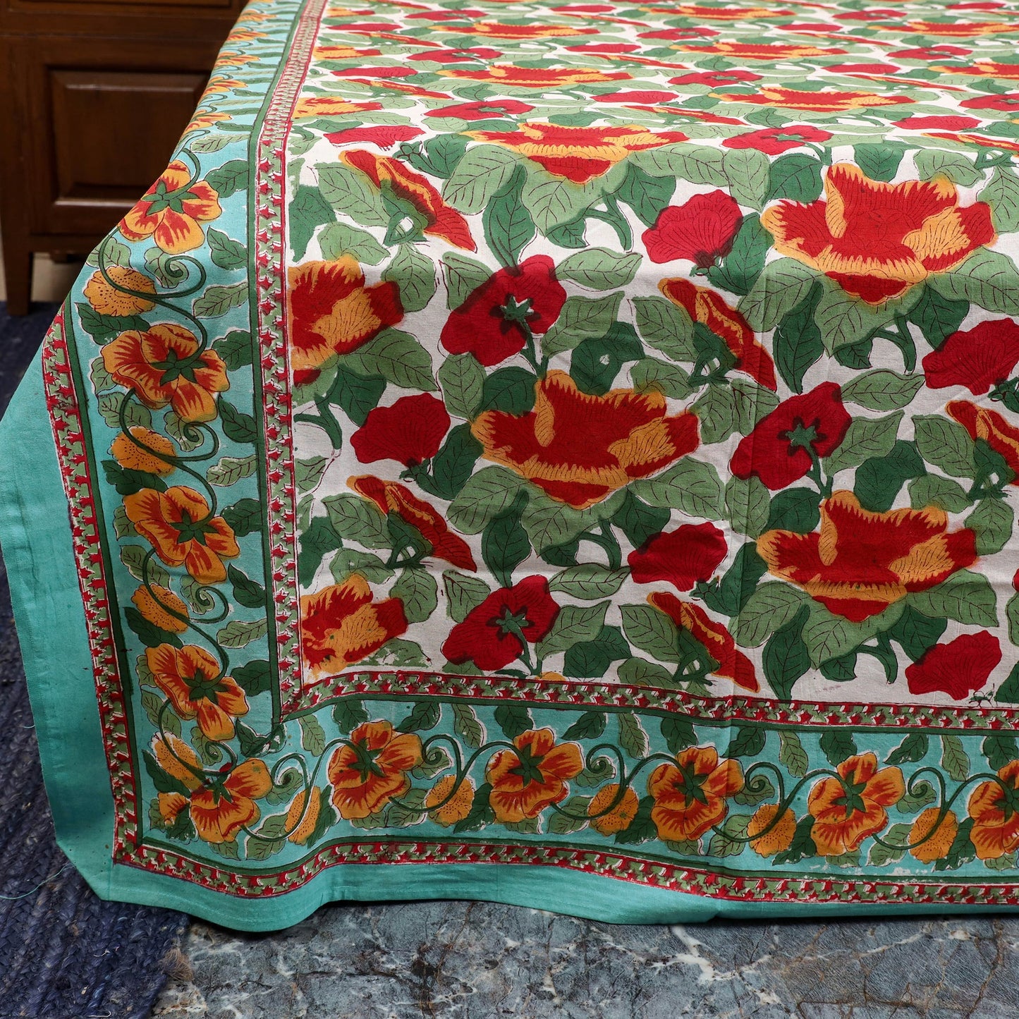 Cotton double sanganeri bed sheet set (108 x 90 in) 06