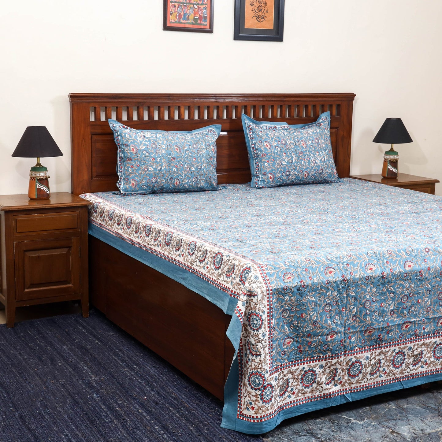 Cotton double sanganeri bed sheet set (108 x 90 in) 07