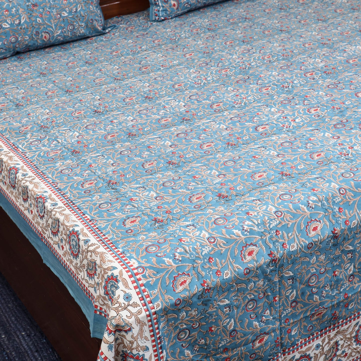 Cotton double sanganeri bed sheet set (108 x 90 in) 07