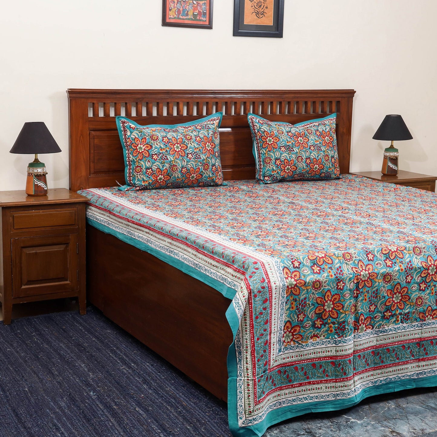 Cotton double sanganeri bed sheet set (108 x 90 in) 10