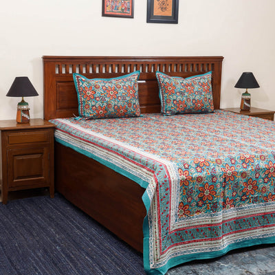 Cotton double sanganeri bed sheet set (108 x 90 in) 10