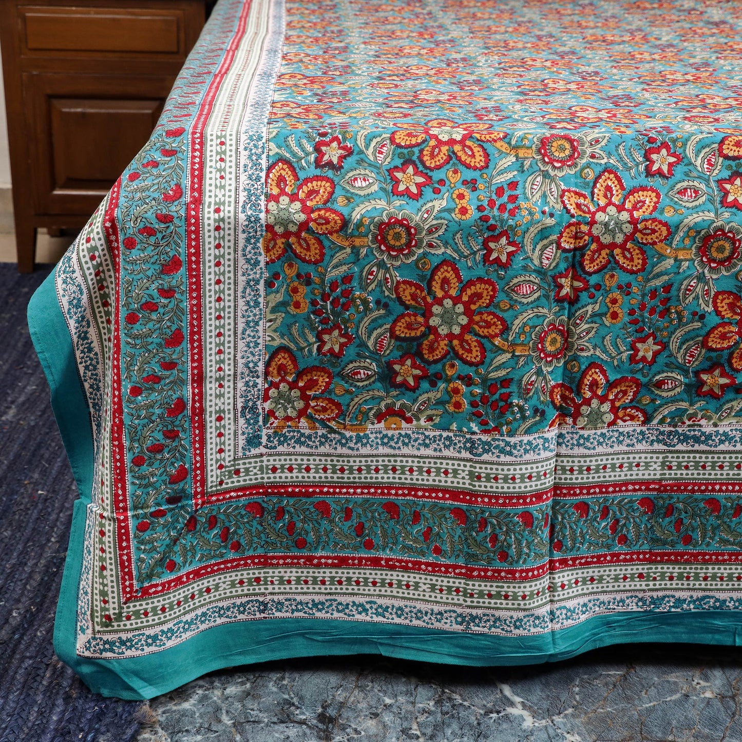 Cotton double sanganeri bed sheet set (108 x 90 in) 10