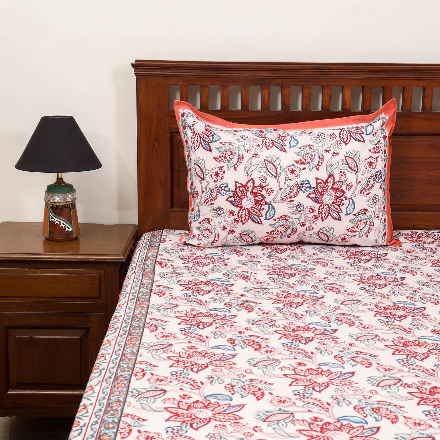 Cotton double sanganeri bed sheet set (108 x 90 in) 12