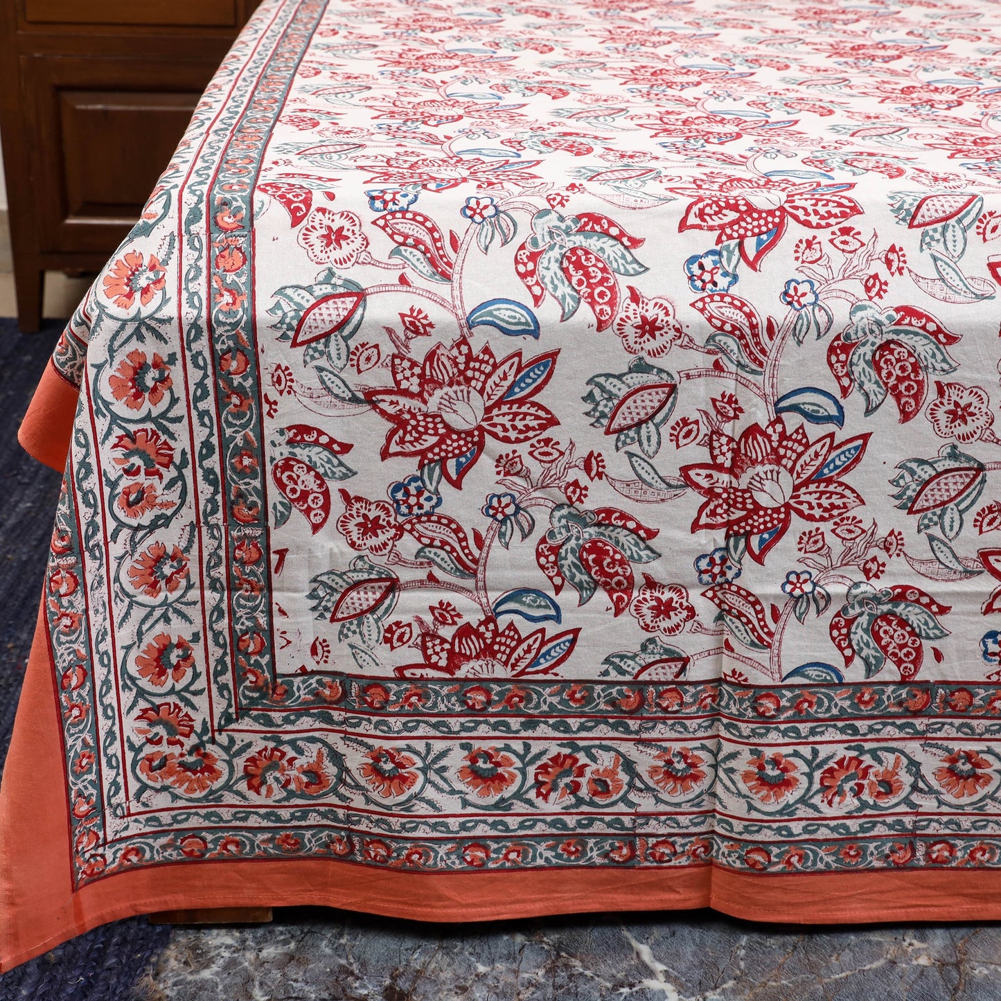 Cotton double sanganeri bed sheet set (108 x 90 in) 12