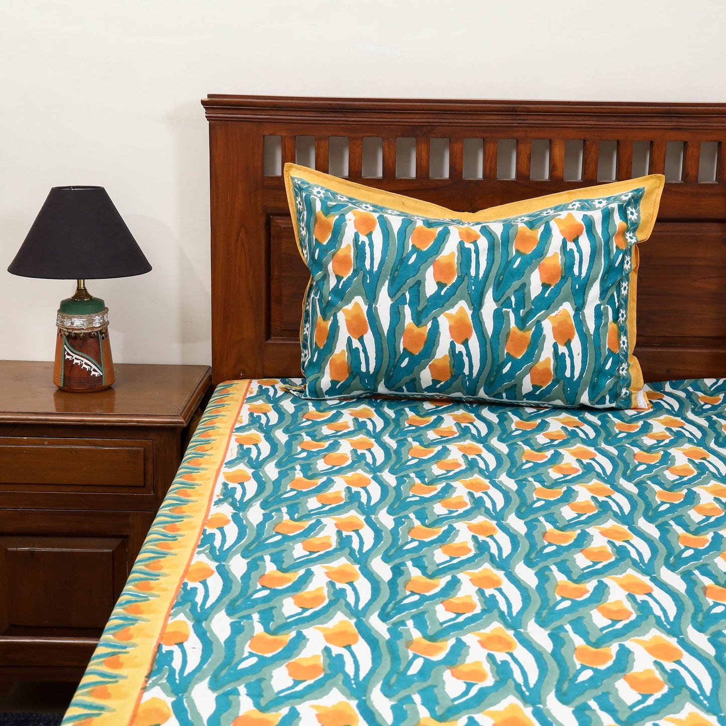 Cotton double sanganeri bed sheet set (108 x 90 in) 13