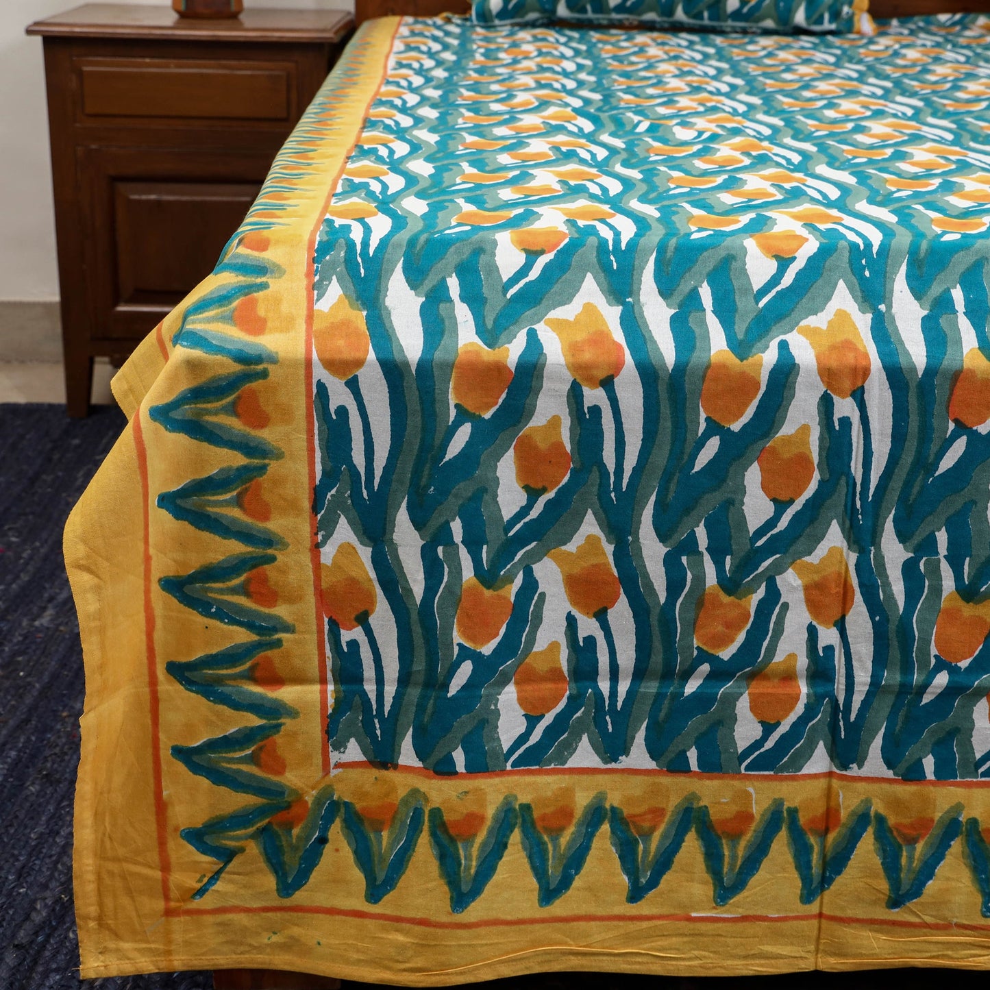 Cotton double sanganeri bed sheet set (108 x 90 in) 13