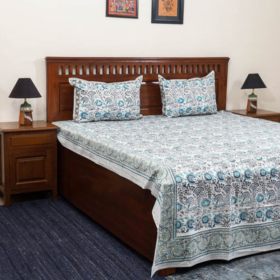 Cotton double sanganeri bed sheet set (108 x 90 in) 15