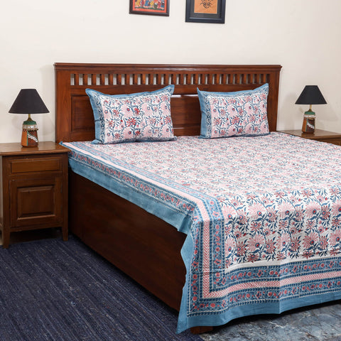 Cotton double sanganeri bed sheet set (108 x 90 in) 17