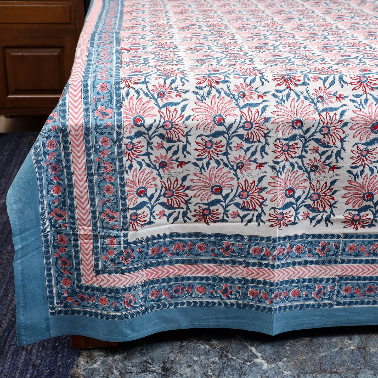 Cotton double sanganeri bed sheet set (108 x 90 in) 17