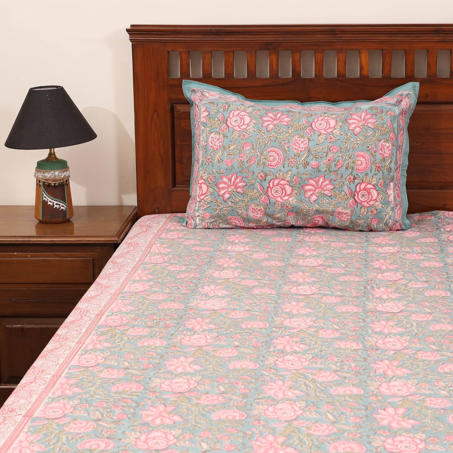 Cotton double sanganeri bed sheet set (108 x 90 in) 30