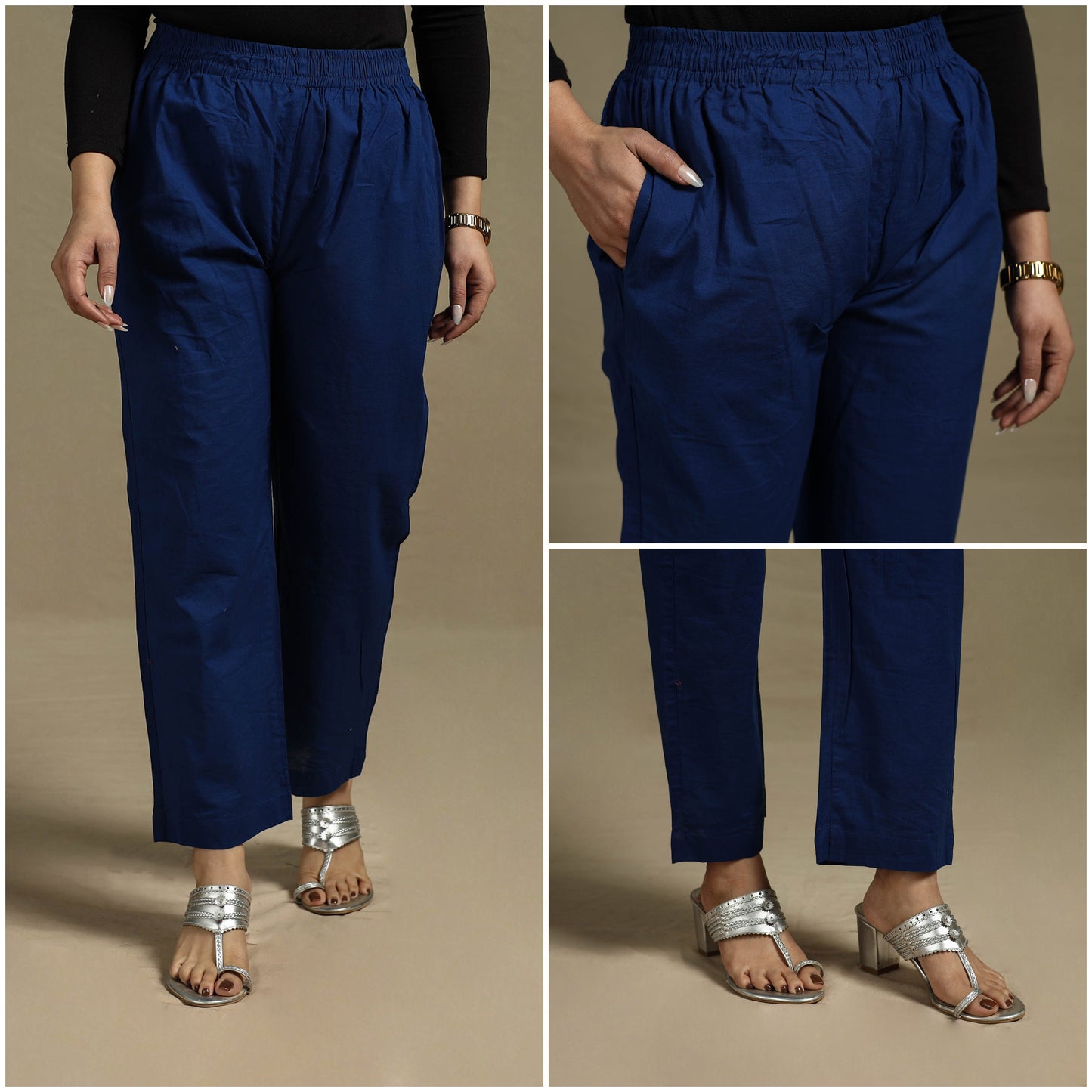 Cotton elasticated plain palazzo 09 - s - handcrafted