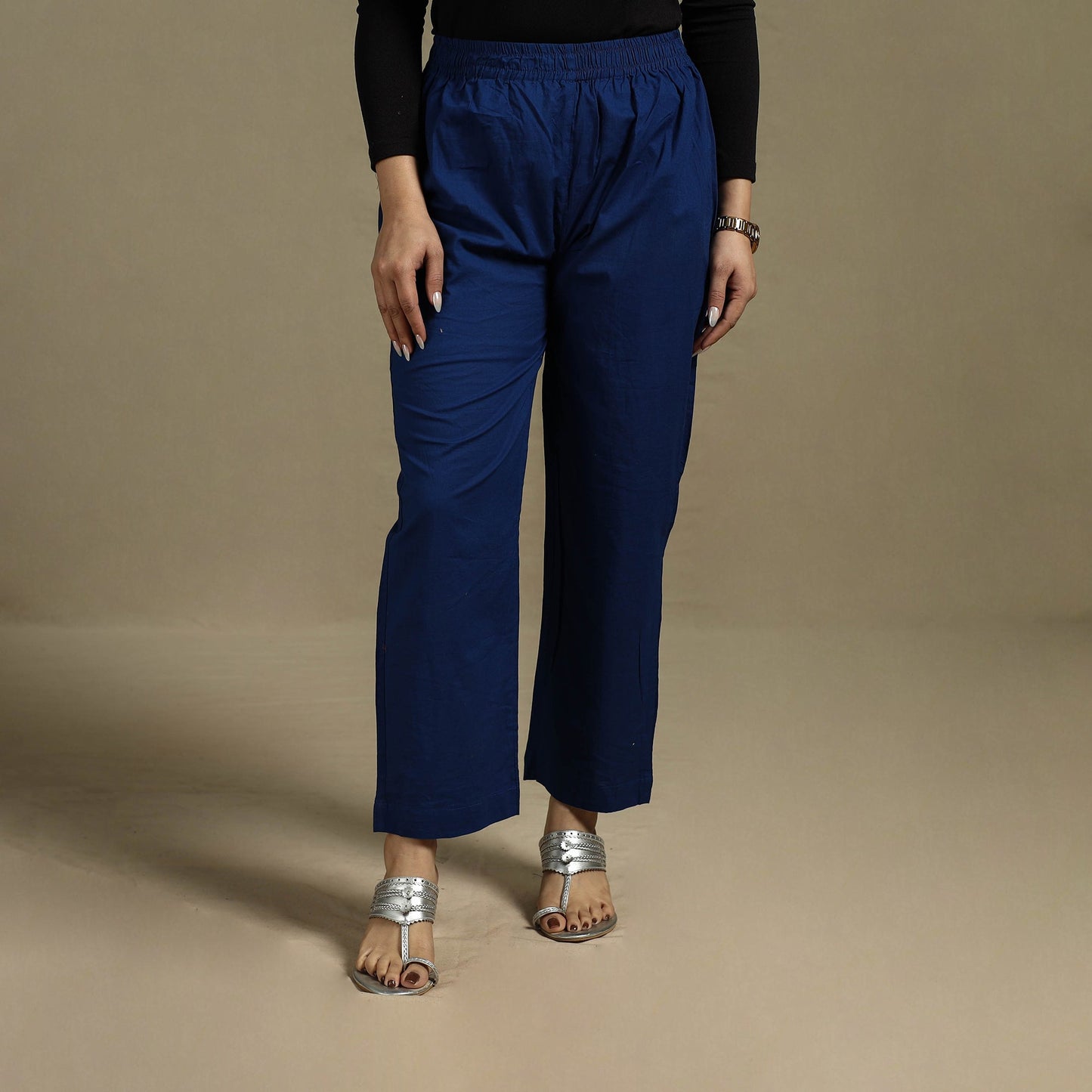 Cotton elasticated plain palazzo 09 - s - handcrafted
