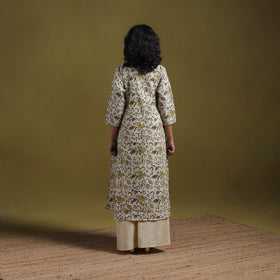 Cotton hand batik embroidered a-line kurta for women 06