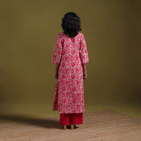 Cotton hand batik embroidered a-line kurta for women 09