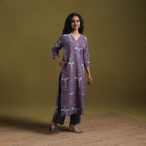 Cotton hand batik embroidered straight kurta for women 20