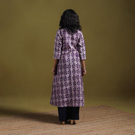 Cotton hand batik a-line kurta for women 12 - handcrafted