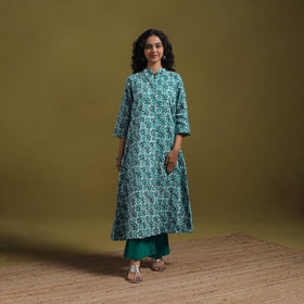 Cotton hand batik a-line kurta for women 14 - handcrafted