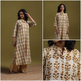 Cotton hand batik a-line kurta for women 15 - handcrafted
