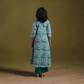 Cotton hand batik a-line kurta for women 22 - handcrafted