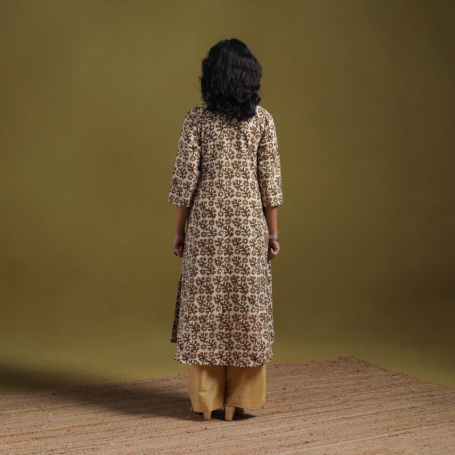 Cotton hand batik a-line kurta for women 23 - handcrafted