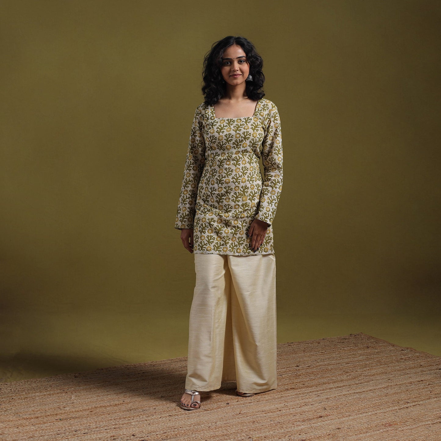 Cotton hand batik short kurta for women 01 - handcrafted