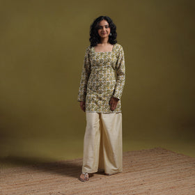 Cotton hand batik short kurta for women 01 - handcrafted