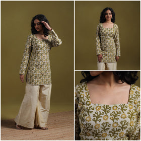 Cotton hand batik short kurta for women 01 - handcrafted