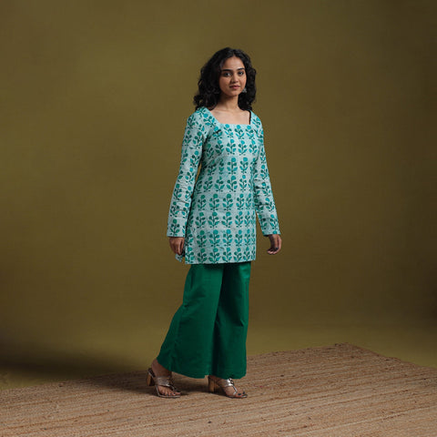 Cotton hand batik short kurta for women 02 - handcrafted